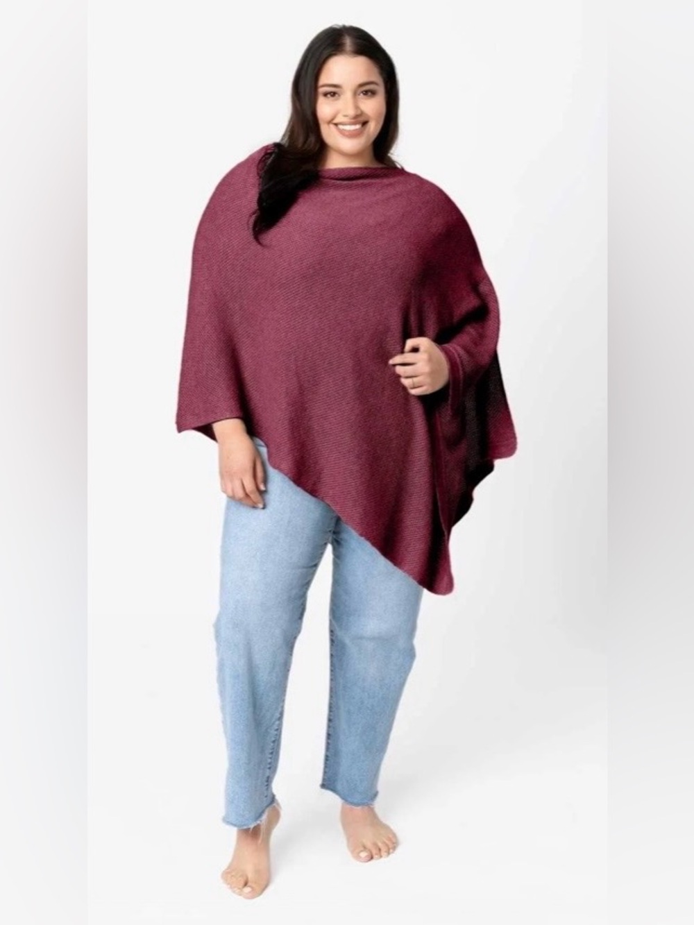 Cocoon+ by AMMA Nursing Cover in Burgundy Plus Size Poncho Wrap Shawl Maroon